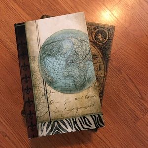 Storage keepsake history/map books bundle.